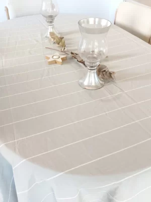 Mantel gris rayas blancas de 2.5 metros