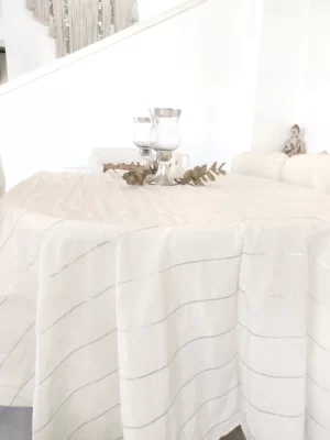 Mantel Navidad rayas Plateadas de 2.5 m