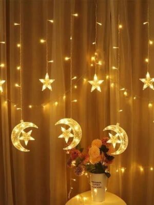 Cortina Luna Estrella Led 3mts Cálida