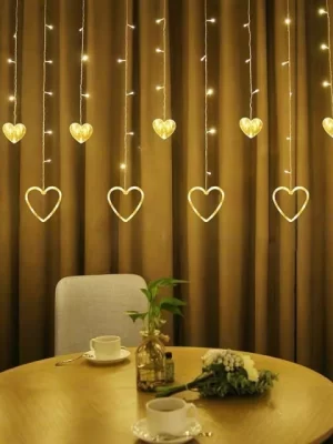 Cortina Corazón Led 3 mts Cálida