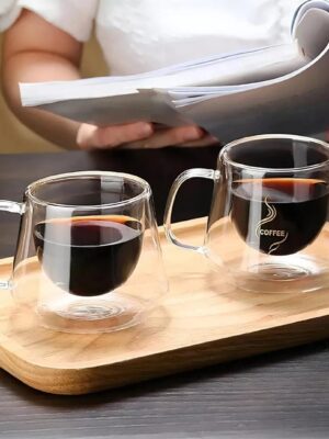Taza doble vidrio con asa