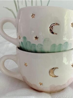 Tazon noche con detalles en oro