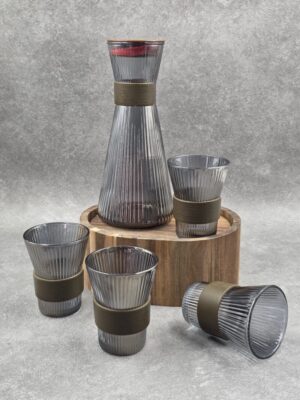 Set x 5 Jarra 1l mas 4 vasos 240ml Gris