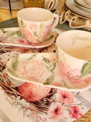 Taza mas plato de ceramica